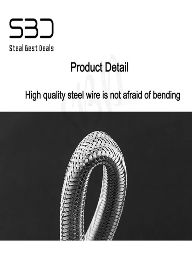 SBD 48" Inch Stainless Steel Connection Pipe for geyser | Connection Pipe for Faucet | Geyser Inlet Pipe | Geyser Outlet Pipe | Hose Pipes - Pack of 2 - Image 3